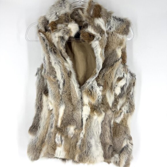 La Fée Verte Rabbit Fur Vest Multicolor Size Medium - Picture 1 of 7
